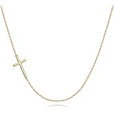 Inerney Sterling Silver Plated Cross Necklace for Women Small Dainty Cubic Zirconia Cross Pendant Necklace Waterproof Non Tarnish Christian Jewelry Gifts for Easter Baptism Confirmation