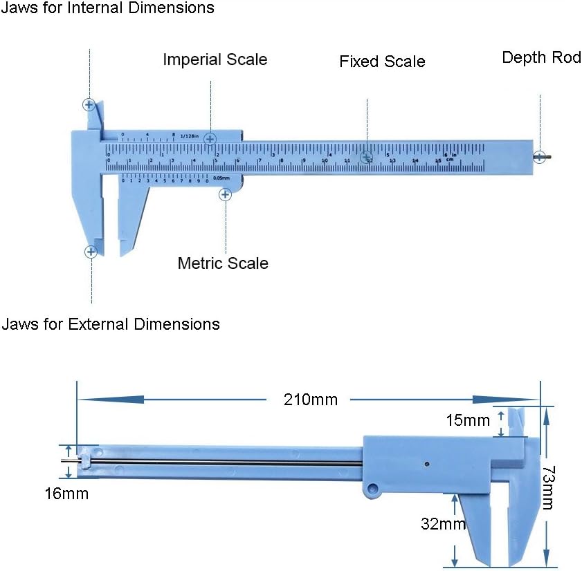 Vernier Caliper 150mm 6inch Plastic Metric Measuring Tool for