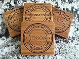 Monogram Wood Coasters for Drinks - Personalized