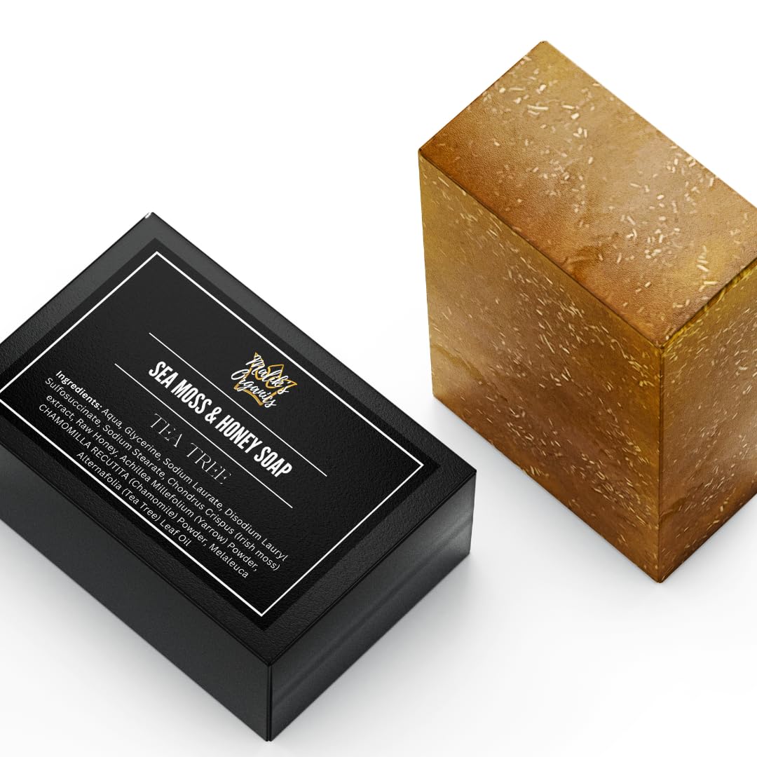 Sea Moss & Honey Natural Soap Bar - Enriched with Chamomile, Yarrow & Tea Tree Oil - Gentle Skincare for All Skin Types
