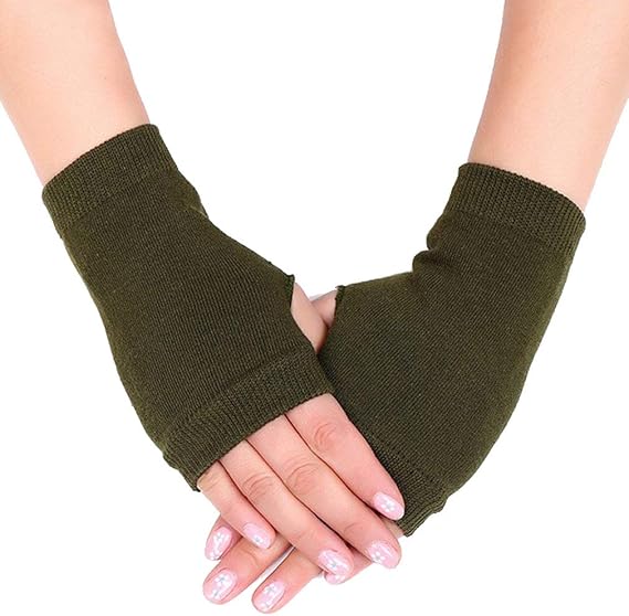 Winter Warm Fingerless Gloves Knit Thumb Hole Half Gloves Hand Wrist