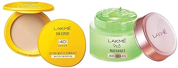Lakme Sun Expert Ultra Matte SPF 40 PA+++ Compact, 7g & Lakme 9 to 5 Naturale Aloe Aquagel, 50g