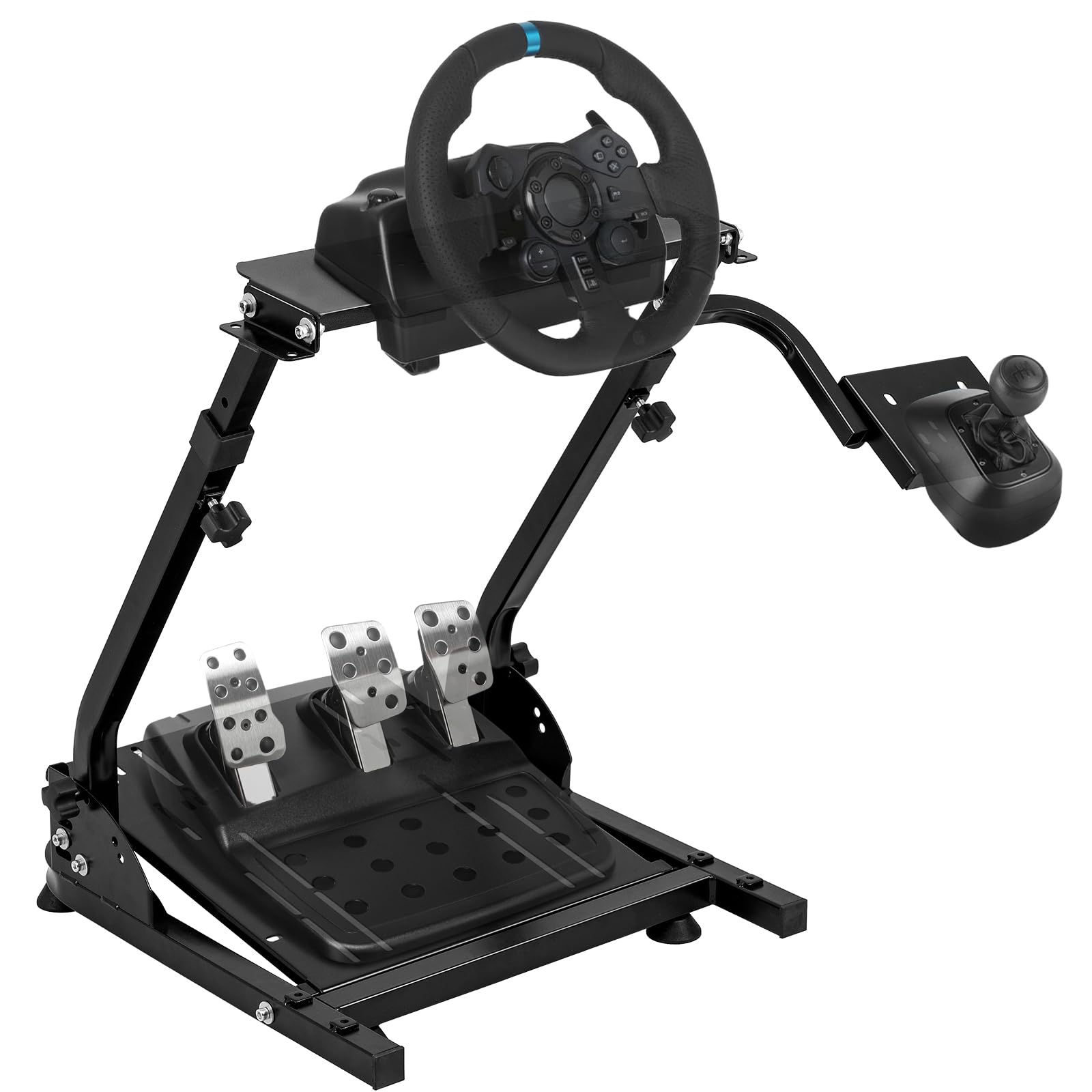 BLENNACY Soporte para volante de carreras Soporte para volante plegable Altura ajustable Compatible con Logitech G920 G29 G27 G25 Volante y pedales no incluidos