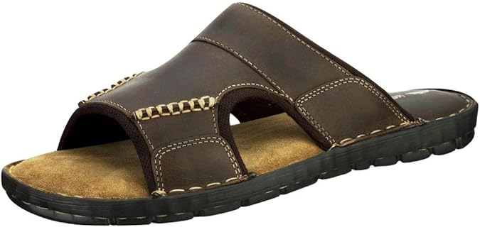 Amazon.com | Red Tape Men's Ale Slip On Leather Sandals Brown UK 12 | Shoes