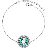 DAOSHANG Compass Bracelet for Women Sterling Silver Compass Pendant Bracelet Abalone Shell Travel Jewelry Gift for Graduation