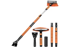 XDOVET 59" Extra Long Snow Brush, 4 in 1 Ice Scrapers for Car Windshield, Adjustable Snow Removal Tools with 180° Pivoting Brush Head for Car Auto Truck SUV