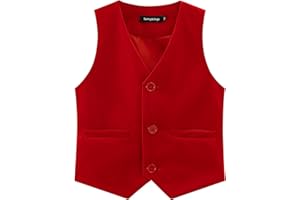 Spring&Gege Boys Girls Velvet Suit Vest Formal Dress Waistcoat with Pockets, Size 4-12 Years