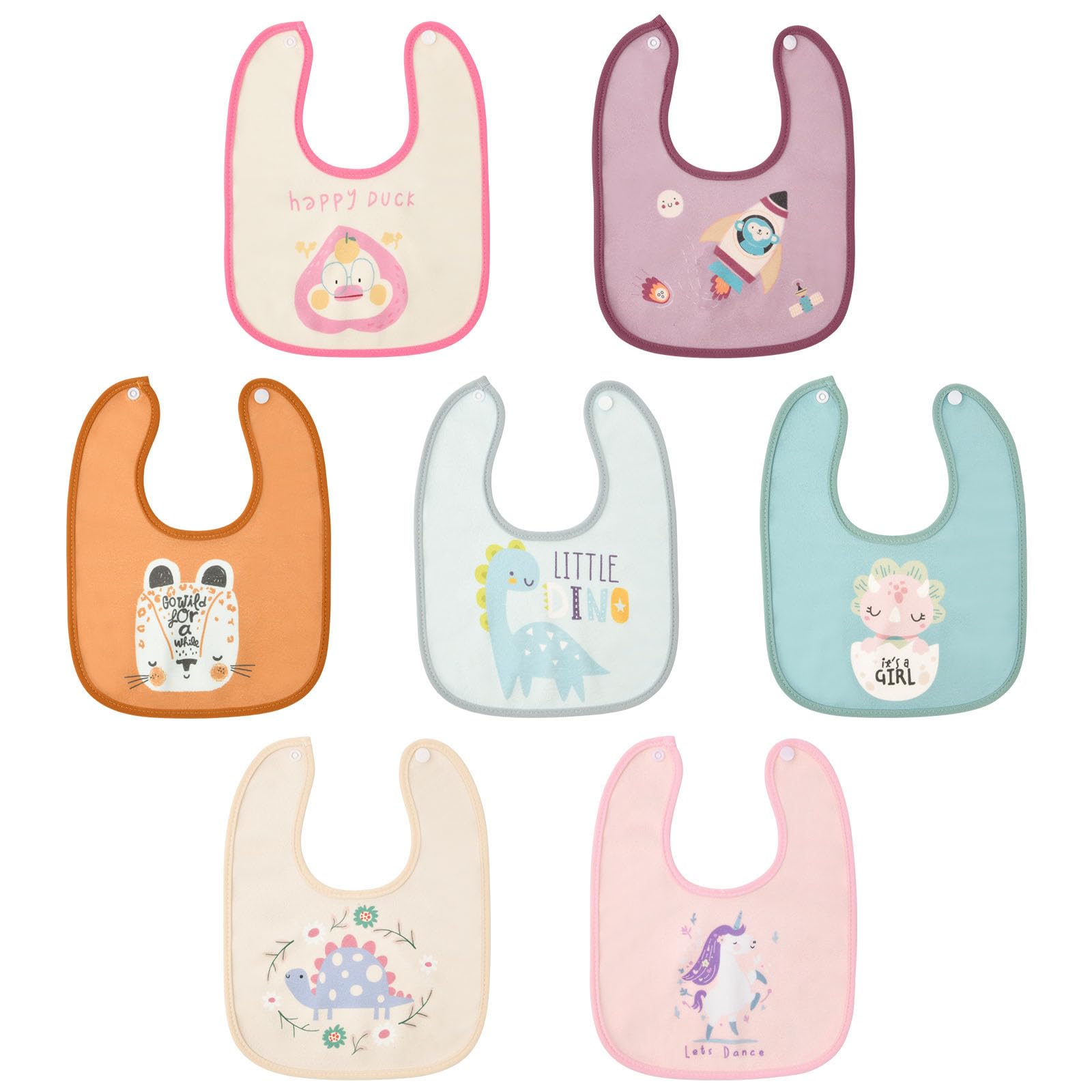 HOTUT Muslin Baby Bibs, 7 Packs Soft Cotton Baby Teething Bibs, Baby Bandana Dribble Bibs, Waterproof Drool Bibs, Unisex Cotton Baby Bandana Bibs, Absorbent Dribble Bibs for Infants Newborn Feeding