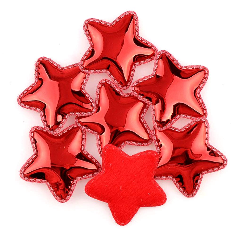 Photo 1 of 100 Pieces Glitter 5 Star PU Padded Fabric Felt Appliques Sew on Patches for DIY Birthday Wedding Cake Topper Scrapbook Hair Accessories Craft Supplies (Red)