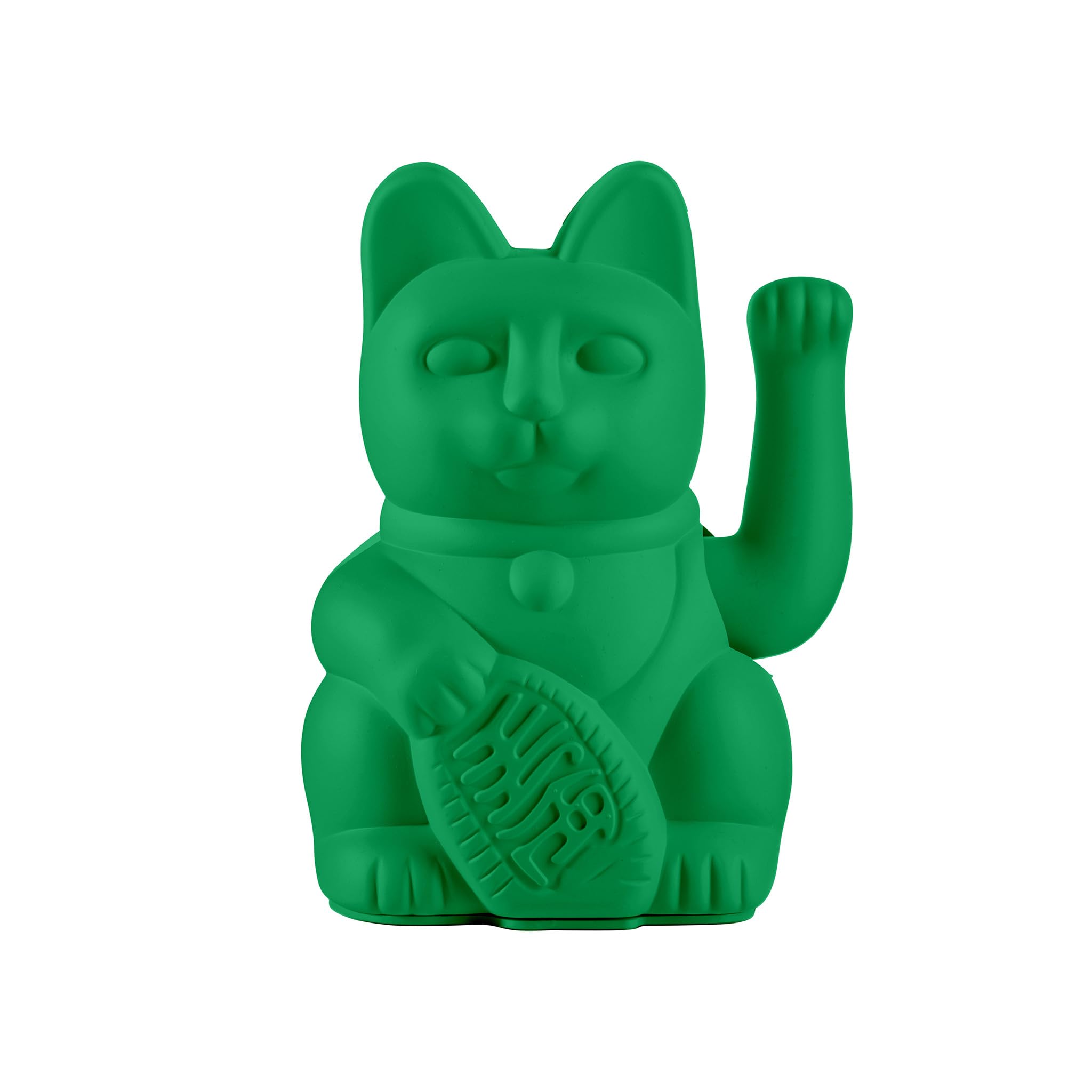 DONKEY Lucky Cat Vivid Green - Maneki Neko Waving Cat in Intense Green, 15 cm Tall