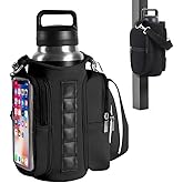 Tiiyee Magnetic Gym Bag, Magnetic Water Bottle Carrier Holder Gym Crossbody Sling Phone Pocket with Strap 6 Strong Magnets Pouch Sleeve for Men Women Travel Work Sports Fitness Accessories Organizer