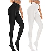 American Trends 2 Pair Tights for Women - 80D Semi Opaque High Waist Tights-Soft Stretchy Pantyhose Solid Color Stockings