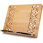 wishacc Large Size Bamboo Book Stand and Cookbook Holders for Reading Hands Free