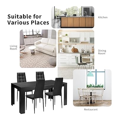 Buy Giantex 5 Piece Dining Table Set Wood Rectangular Table With 4 Upholstered Chairs Set Modern Kitchen Table Set Black Dining Room Table Set Home Kitchen Dinette Dining Room Restaurant Furniture Online