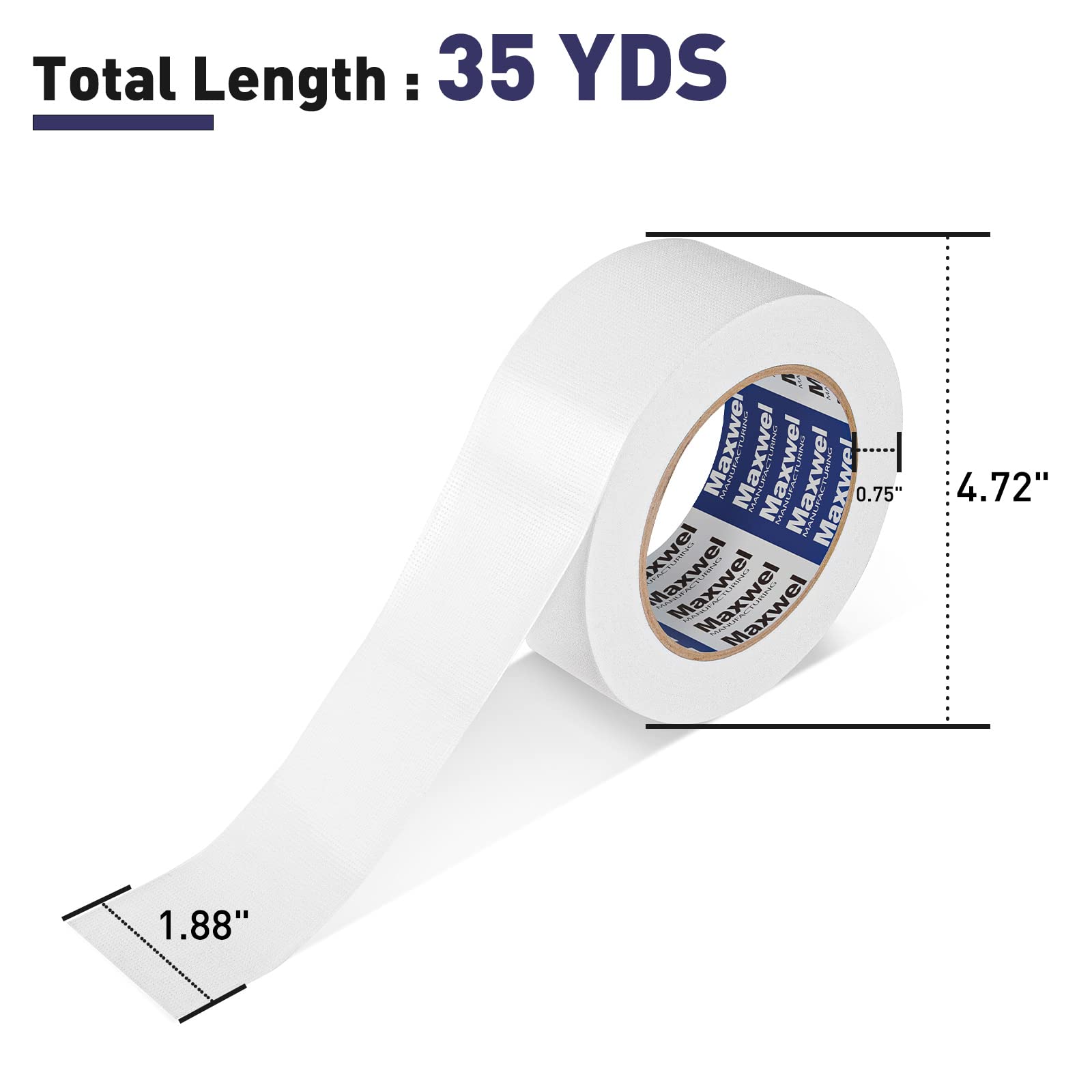 Duct Tape White Heavy Duty - 1.88 in 35 Yds Waterproof No Residue Strong Adhesive Duct Tape Tearable for Indoor Outdoor Use,Multi Purpose Home Repair
