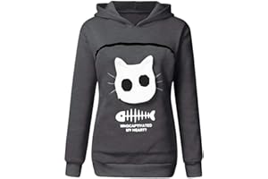 TUDUOMS Women's Men's Pet Carrier Hoodie Kitten Puppy Holder Animal Pouch Sweatshirt Top Carry Cat Breathable Pullover Blouse