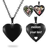 PHOCKSIN Black Glossy Personalized Heart Locket