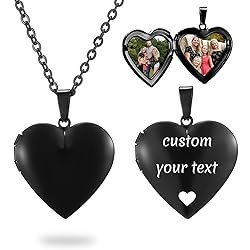 PHOCKSIN Black Glossy Personalized Heart Locket