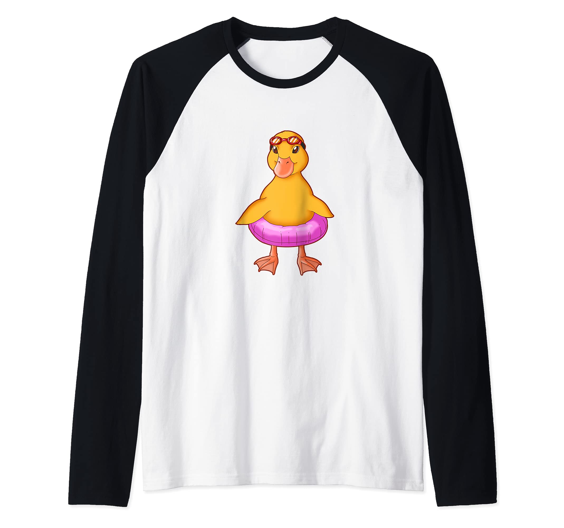 Bath Toy Rubber Duckie And Floats Duck Raglan Baseball Tee