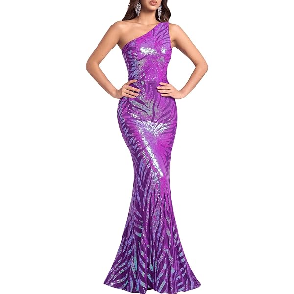 FDSUFDY TINMIIR Dresses for Women Sleeveless Summer 2022 One Shoulder  Holographic Sequin Formal Maxi Mermaid Hem Dress (Color : Multicolor, Size  : Medium) at Amazon Women's Clothing store