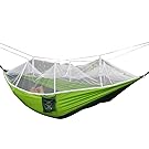 Camping Hammock, Rusee Mosquito Net Outdoor Hammock Travel Bed Lightweight Parachute Fabric Double Hammock For Indoor, Camping, Hiking, Backpacking, Backyard