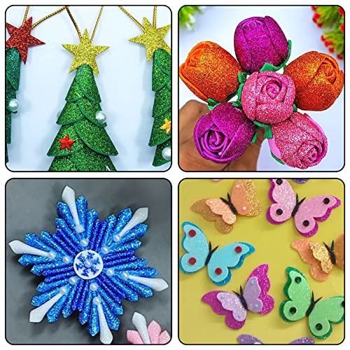 LOVEINUSA A4 Glitter Cardstock Paper, 30 Sheets Glitter Foam Sheet Self Adhesive Sparkle Vinyl Sticker for Gift Wrapping DIY Party Decorations 10 Colors