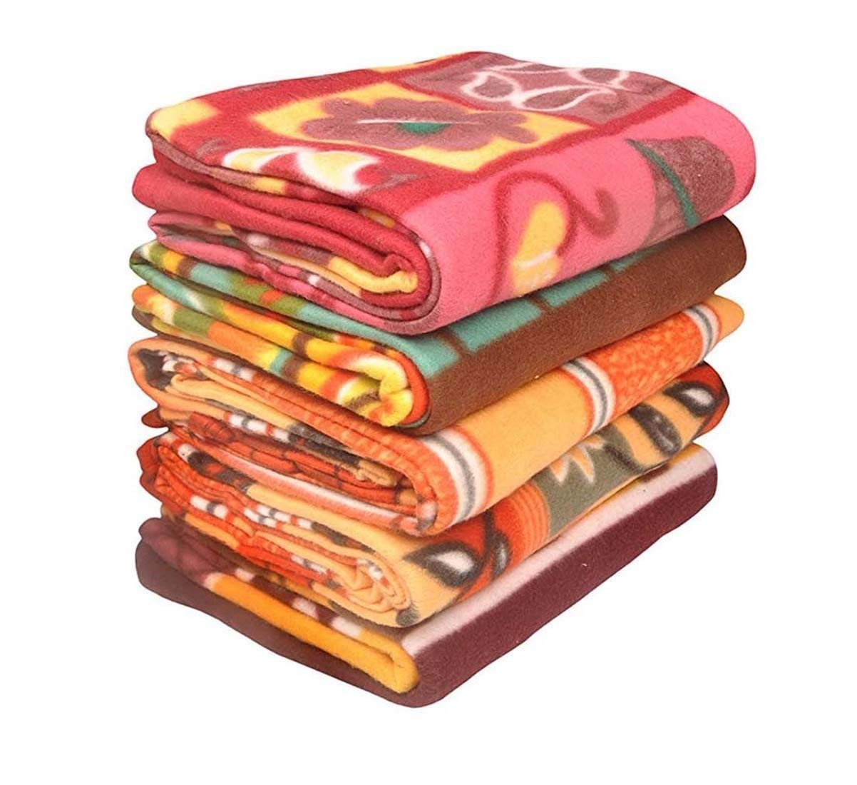 Buy Goyal's ® Fleece 250 TC Single Bed Blanket Set of 5 (Printed