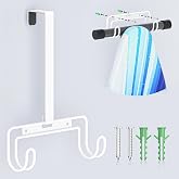 Over The Door &amp; Wall Mount Ironing Board Hanger with Removable Hook, Metal Ironing Board Holder Organizer Wall Rack for Y &amp; T Shaped (White)