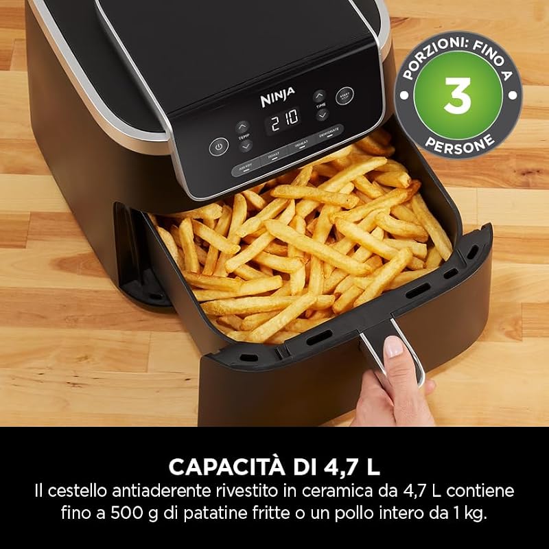 PRO, Friggitrice ad Aria da 4,7 L, 1-2 Persone, 4 Funzioni, Nero — foto 2 di 8