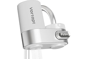 VORTOPT Water Filter for Sink Faucet, Mechanical Switch Button - 350 Gallons Water Purifier for Sink, NSF Certified Reduces Chlorine & Bad Taste with 1 Replacement, T5 (White)