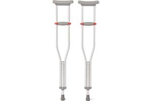 Medline Lightweight Aluminum Red Dot Crutches, For Patients 5’1”–5’-9”, Walking Aid For Adults & Seniors Comfortably Supports Up To 300lbs