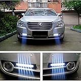 Bhbuy 1 Set Car Daytime Running Light 8 LED DRL Daylight Head Lamp Super White 12v Dc