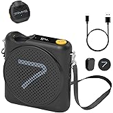 7RYMS WA2 Wireless Voice Amplifier for Teachers with Magnetic Lavalier Mic, Wireless Portable Amplifier with Noise Canceling, Mini Voice Amplifier for Classroom, Meeting, Training, Speech (Black)