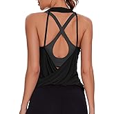 Womens Summer Open Back Yoga Tops Halter Backless Workout Tank Top Loose Fit Athletic Shirts Gym Activewear for Women