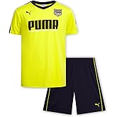 PUMA Boys 2 Piece Shorts Set Soccer Jersey &amp; Active Shorts Set (Sizes 8-16) | Breathable Performance Fabric, Lightweight Comfort, Short Sleeve Fit, Great for Training, Games &amp; Practice