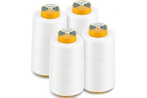AK Trading 4-Pack White All Purpose Sewing Thread Cones (6000 Yards Each) of High Tensile Polyester Thread Spools for Sewing, Quilting, Serger Machines, Overlock, Merrow & Hand Embroidery