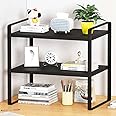 SIDIANBAN Desktop Organizer Shelf Office Storage Rack Computer Desk Bookshelf Adjustable Display Shelf for Office Supplies (Black)