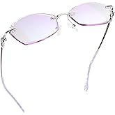 LifeArt Blue Light Blocking Glasses,Computer Reading Glasses,Rimless Frame Tinted Lens with Diamond,Stylish for Women (+3.00 Magnification)