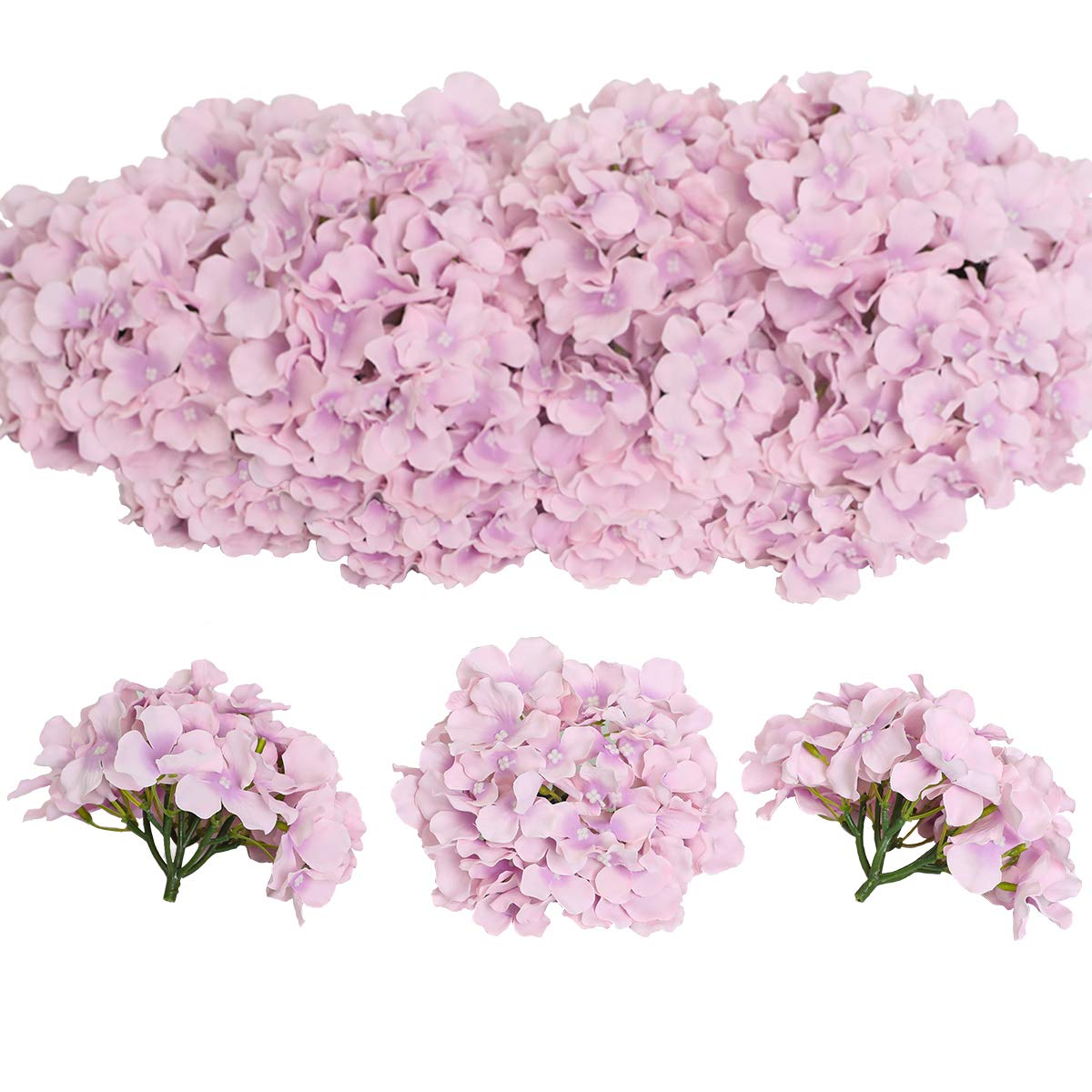 Tifuly 12Pcs Artificial Hydrangeas, Realistic Silk Hydrangeas Flower Heads with Stems Fake Flowers for Wedding Bridal Bouquets, Home Office Party Decor, Floral Arrangements, Centerpiece (Light Purple)