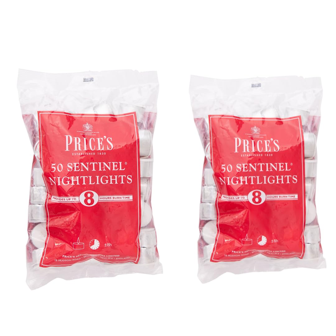Price's Candles 100 Pack Sentinel Range 8 Hour Tealights Bags | Perfect Long Burning Tea Lights for Home, Catering or General Use | 100 Standard Size Long Burning Tea Lights