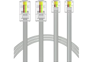NECABLES 2Pack RJ45 to RJ11 Adapter Converter Cable 3ft RJ45 8P4C Male to RJ11 6P4C Male Gray - 3 Feet