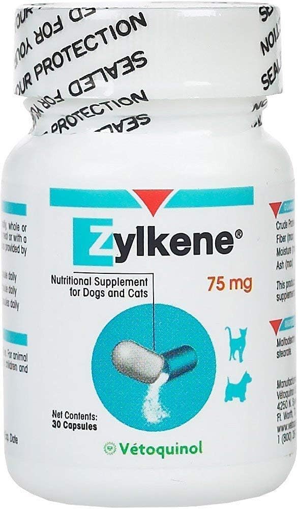 Behavior Support Vet Solutions Zylkene Cats Dogs Capsules Nutritional Supplement 75 mg, 30 Count