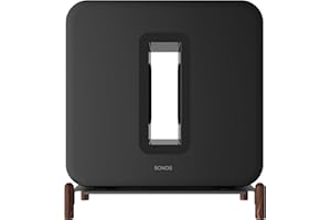 H HUABERICH Real Wood Stand for Sub 4,The Holder Accessories Protect Sonos Sub 4 for Sound Better,Secure Stable Wooden Mount with Metal Frame for Sonos Sub 4, Sub 3, Sub 2, (Walnut) (Black)