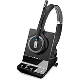 Sennheiser SDW 5066 (507024) - Double-Sided (Binaural) Wireless Dect Headset for Desk Phone Softphone/PC & Mobile Phone Connection Dual Microphone Ultra Noise Cancelling, Black