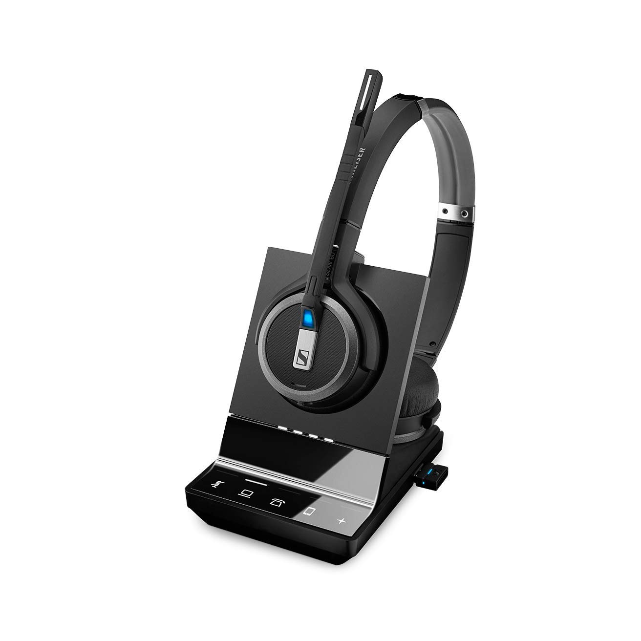 Photo 1 of Sennheiser SDW 5066 (507024) - Double-Sided (Binaural) Wireless Dect Headset for Desk Phone Softphone/PC & Mobile Phone Connection Dual Microphone Ultra Noise Cancelling, Black