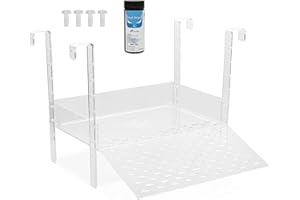 CROWN X STARR Extra Large Wide Hanging Turtle Basking Platform - 17"x16" Aquatic Reptile Ramp Dock with Foot Grips, Adjustable, Ideal for 65+ Gallon Tanks or Larger