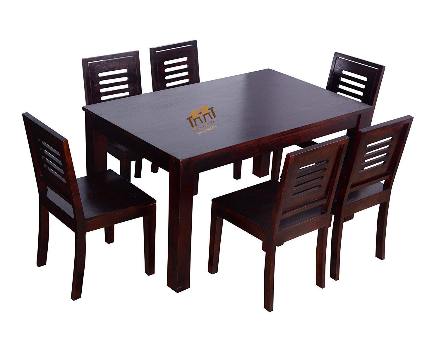 Mahogany Finish Sheesham Wood 4 Seater Wooden Dining Table with 4