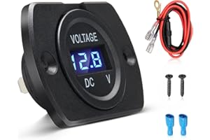 Anina Car Voltmeter Gauge Monitor with LED Digital Display 12-24V Panel Mount Voltage Meter Compatible with Cars Trucks Motor