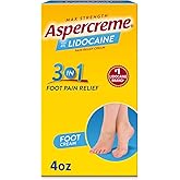 Aspercreme Lidocaine Foot Pain Relief Cream Soothes Aggravated Nerves & Moisturizes Dry Feet, Numbing Topical Analgesic With 