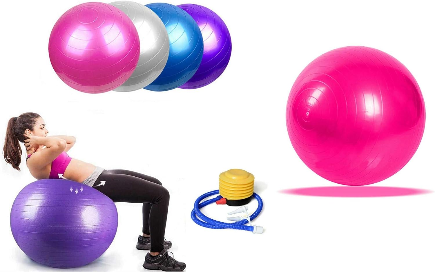 SturdyFoot Exercise Ball 85cm Gym Ball, Anti-Burst & Extra Thick, Swiss Ball with Pump, Birthing Ball for Yoga Pilates